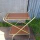 Ancient Dessert Table On Roulettes Golden Metal - Formica 70s Vintage