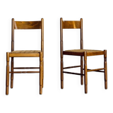 Set of 2 Scandinavian vintage oak and rope chairs