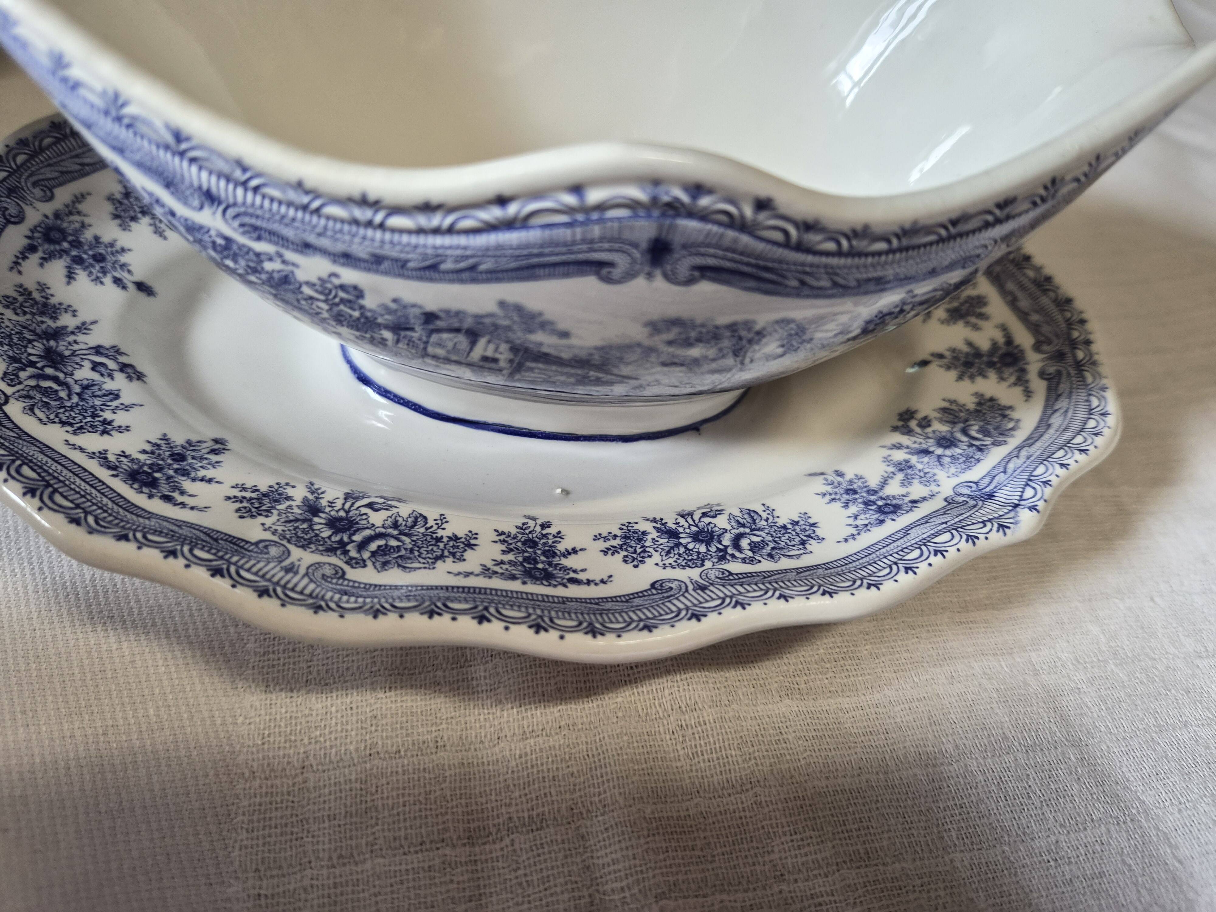 Complete table service The Cottage Lunéville 41 pieces blue decoration