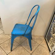 Authentic blue tolix metal chair by Xavier Pauchard vintage industrial 1950