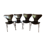 Series of 4 chairs 3107 by Arne Jacobsen edition Fritz Hansen
