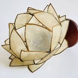 Vintage mother-of-pearl and brass flower wall lamp