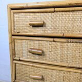 Light rattan chest of drawers with caning
