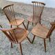 Series of 4 old chairs bistro wood curve dossir eventail in hetre