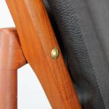 1960s Kai Kristiansen Paper Knife 3-Seater Teak Sofa in Leather , Denmark