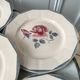Set of 6 flat plates Digoin Sarreguemines pink and blue flowers 40s
