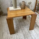 Square pine coffee table from the 70s revival