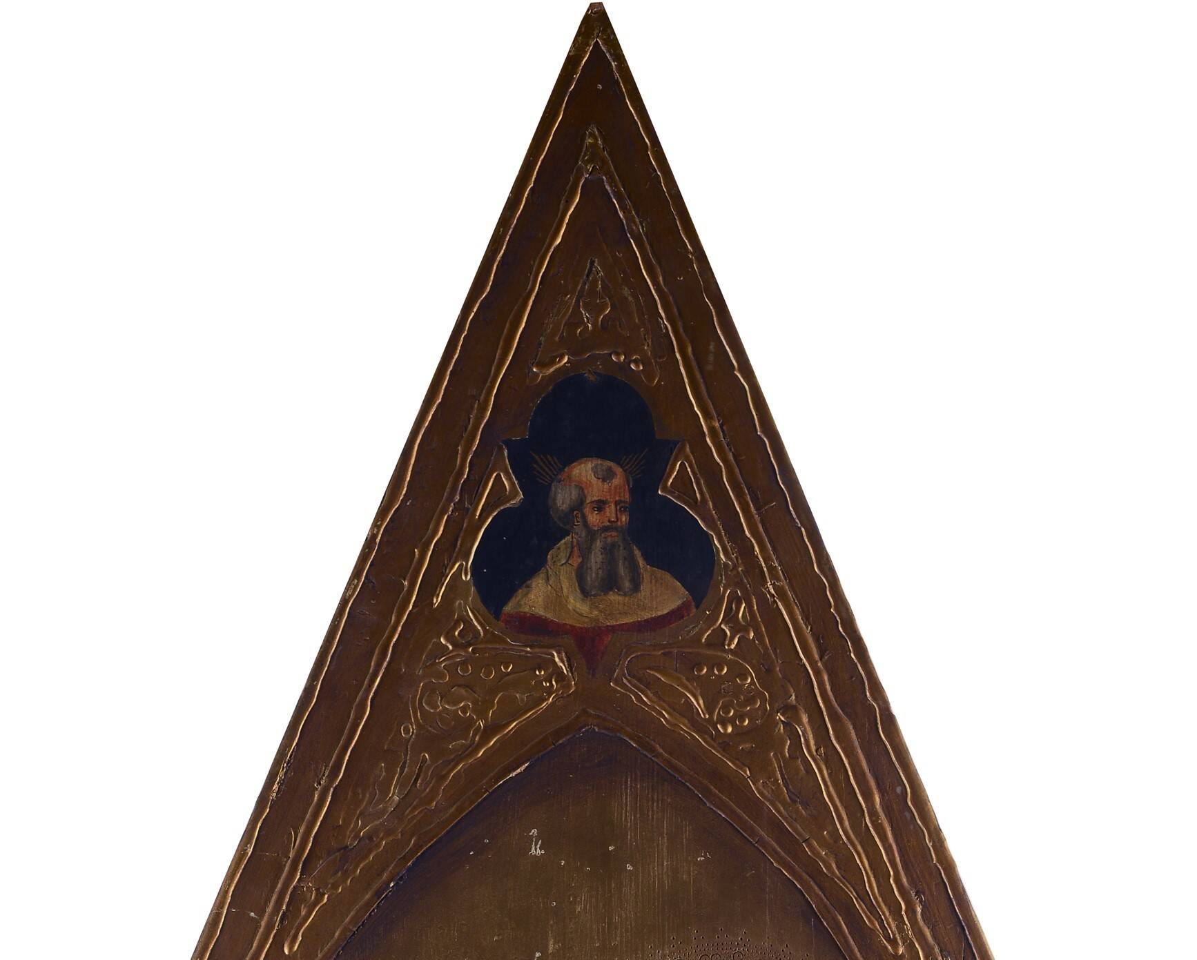 Peinture à la détrempe ancienne sur panneau avec des saints, 19ème siècle