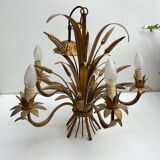 Lustre métal champêtre Épis de blé doré 5 branches