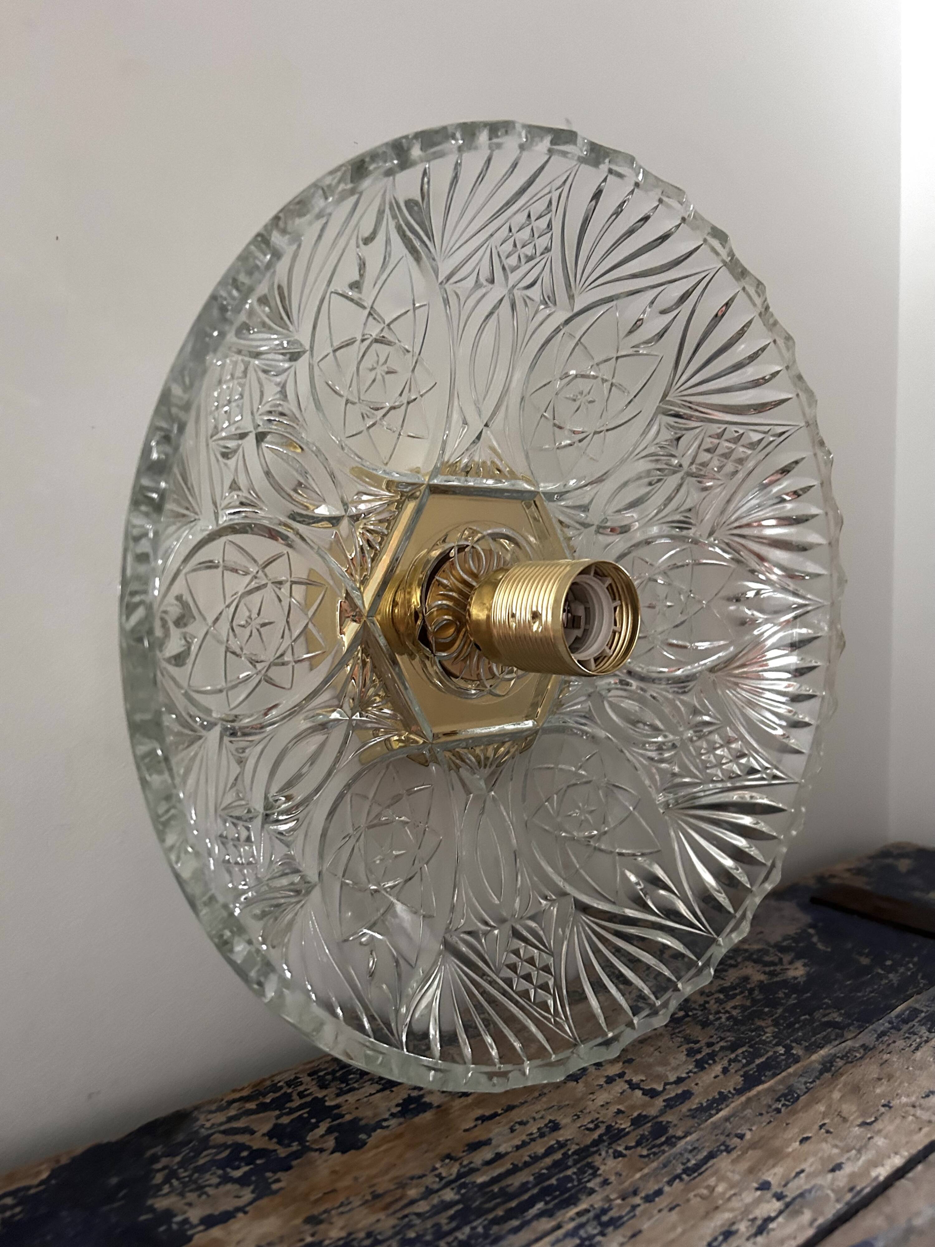 Large chiseled glass wall light