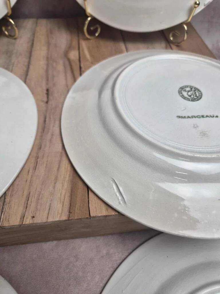 Set of 8 dessert plates Saint-Amand Hamage model Marceau – antique earthenware