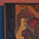 Tableau contemporain abstrait coloré huile