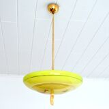 Suspension vasque opaline jaune art déco vintage