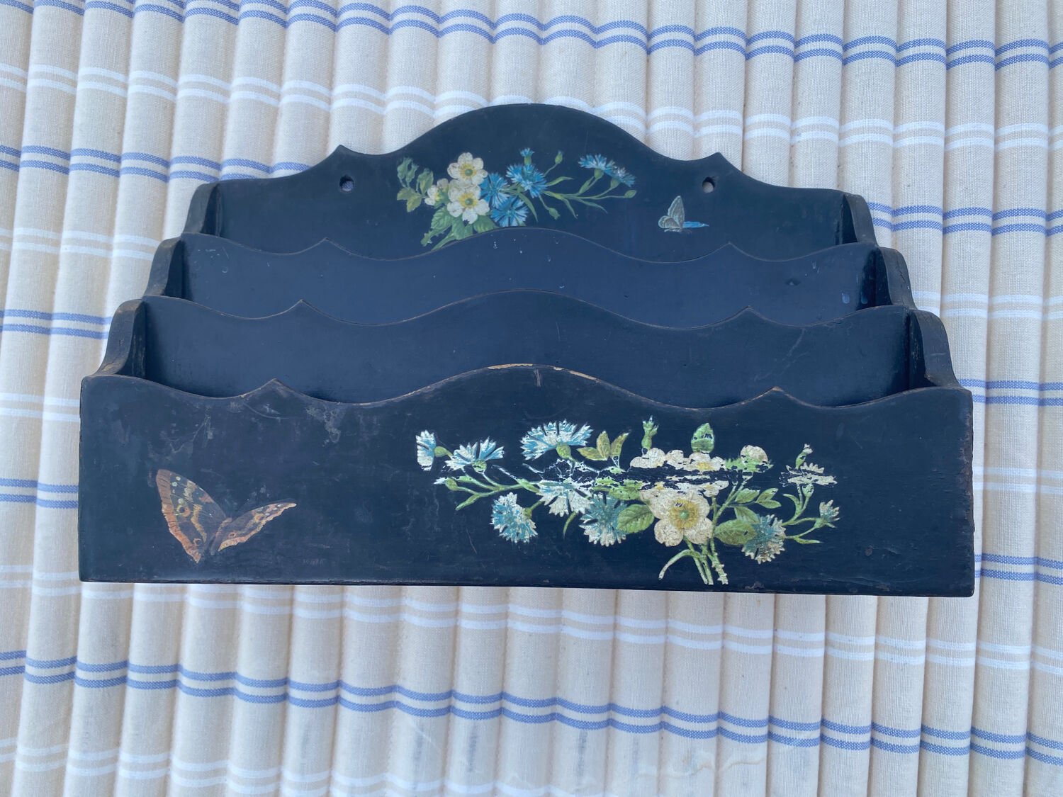 Napoleon III mail rack in blackened wood