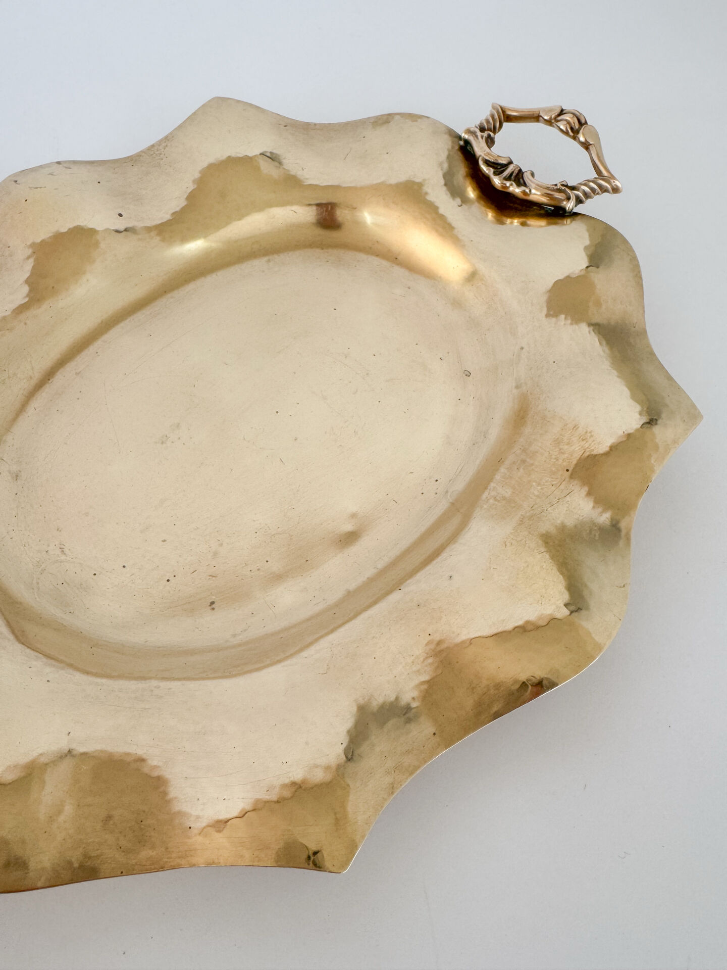 Vintage Modernist Italian Ornate Brass Serving Platter
