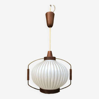 Danish pendant lamp with vintage opaline 60s