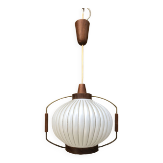 Danish pendant lamp with vintage opaline 60s