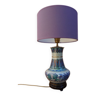 Lampe violette en émail cloisonné des années 70
