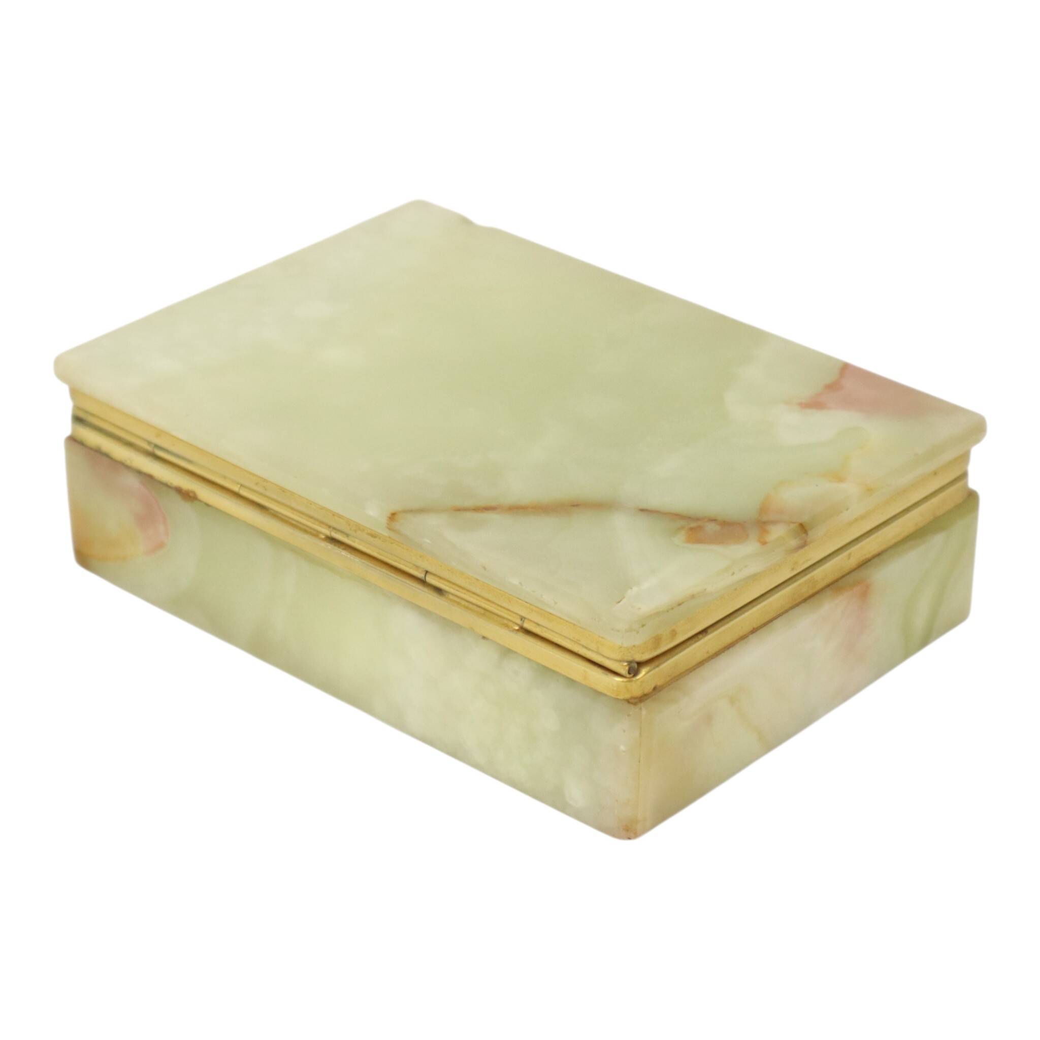 Vintage Italian Smoker's Box Jewelry Box Onyx Natural Stone