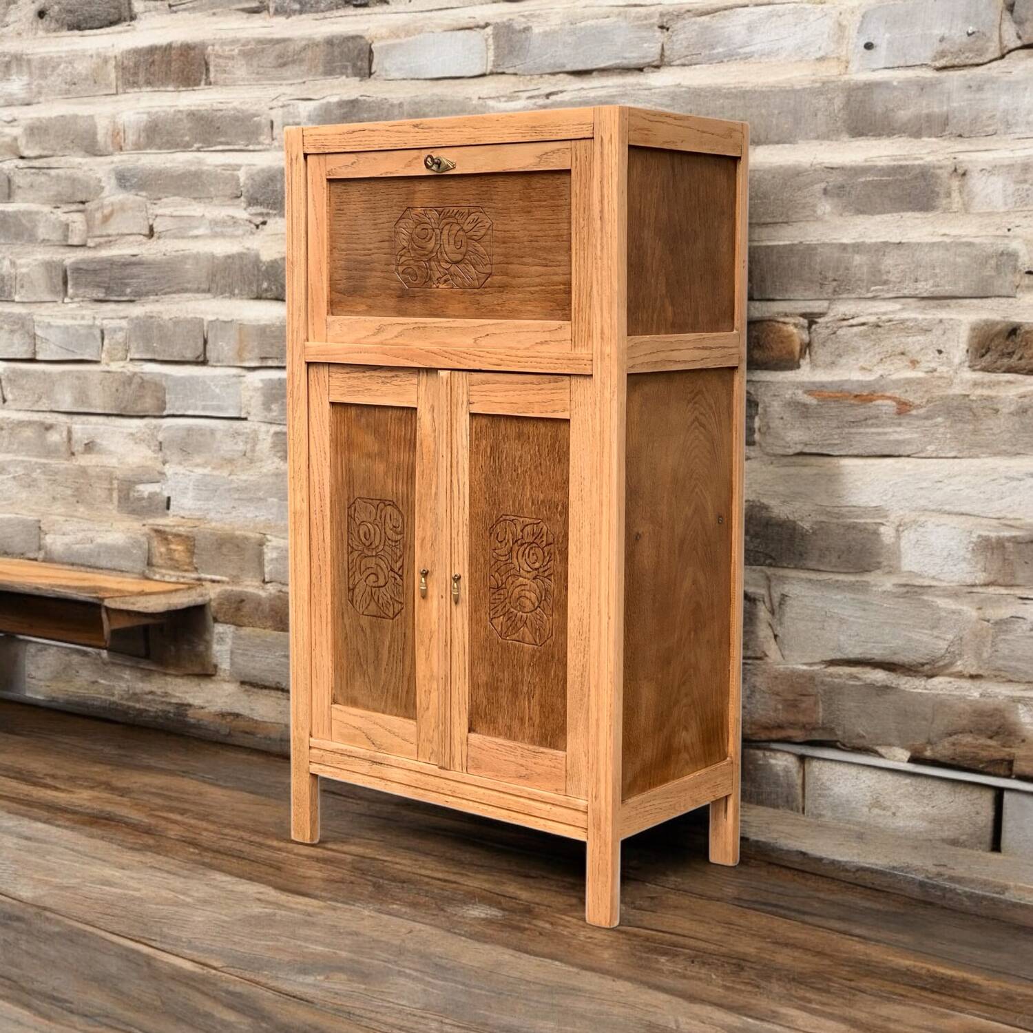 Parisian art deco sideboard in raw oak 1930