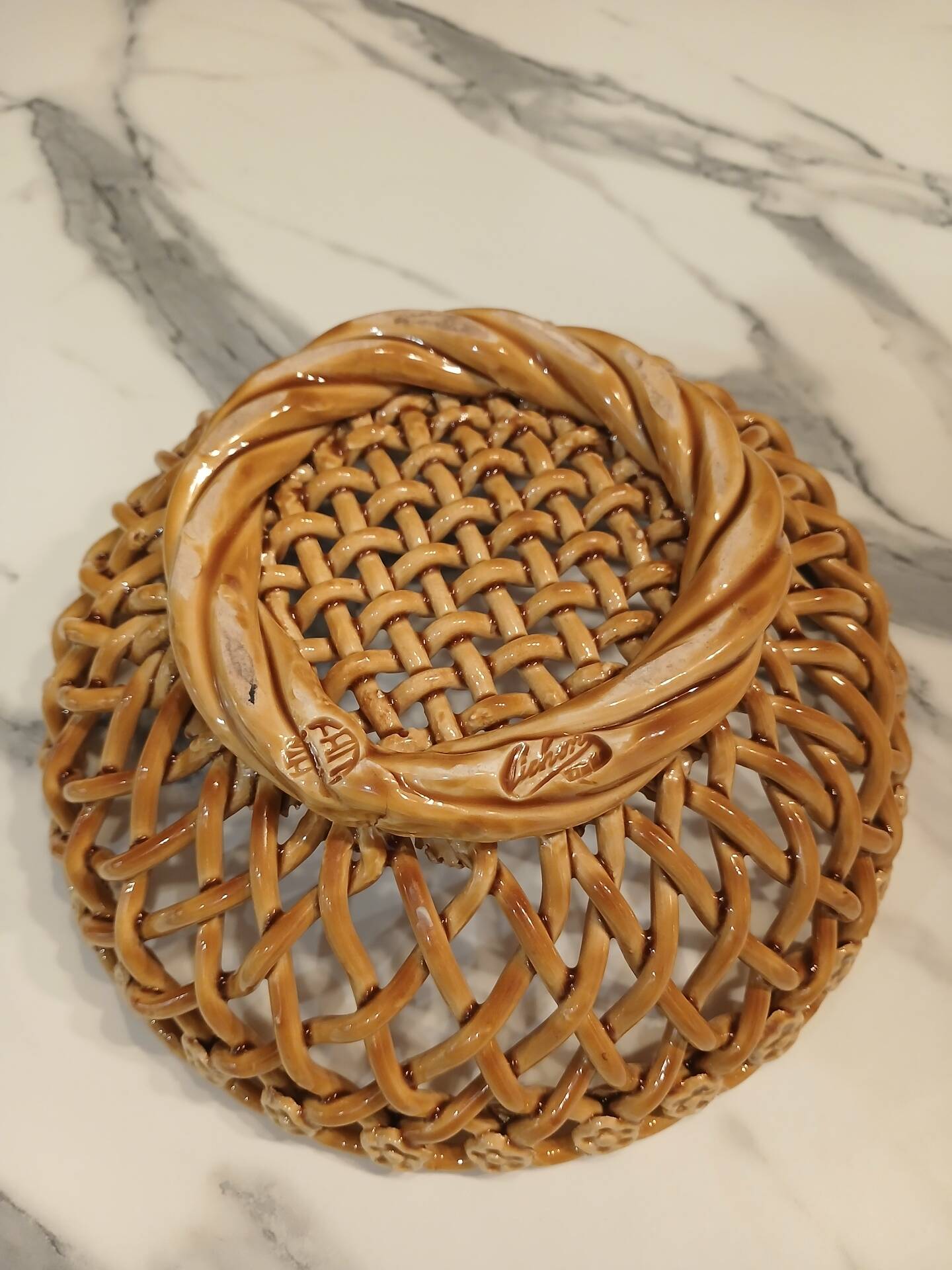 Openwork ceramic basket Pichon Uzès – 1960s