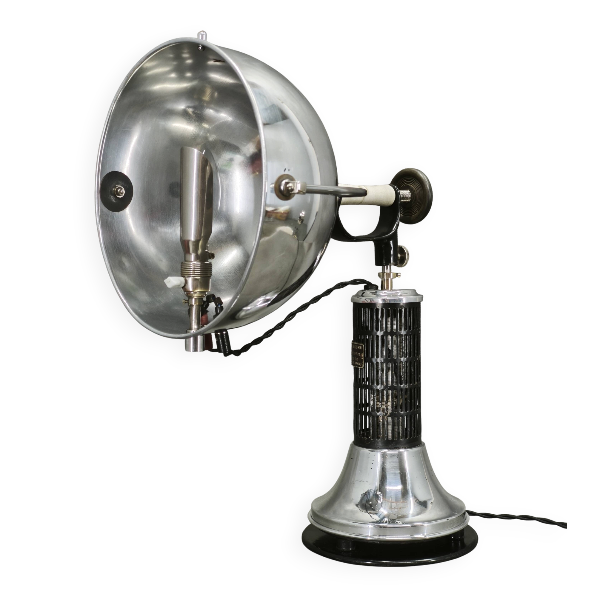 1930s Bauhaus Hanau Quartz Chrome Adjustable Table Lamp, Germany
