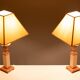 small Classic Greek Pink Marble table lamps 1980s Italy
