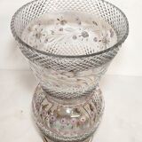 Glass vase carved and painting by hand. France 1940s.