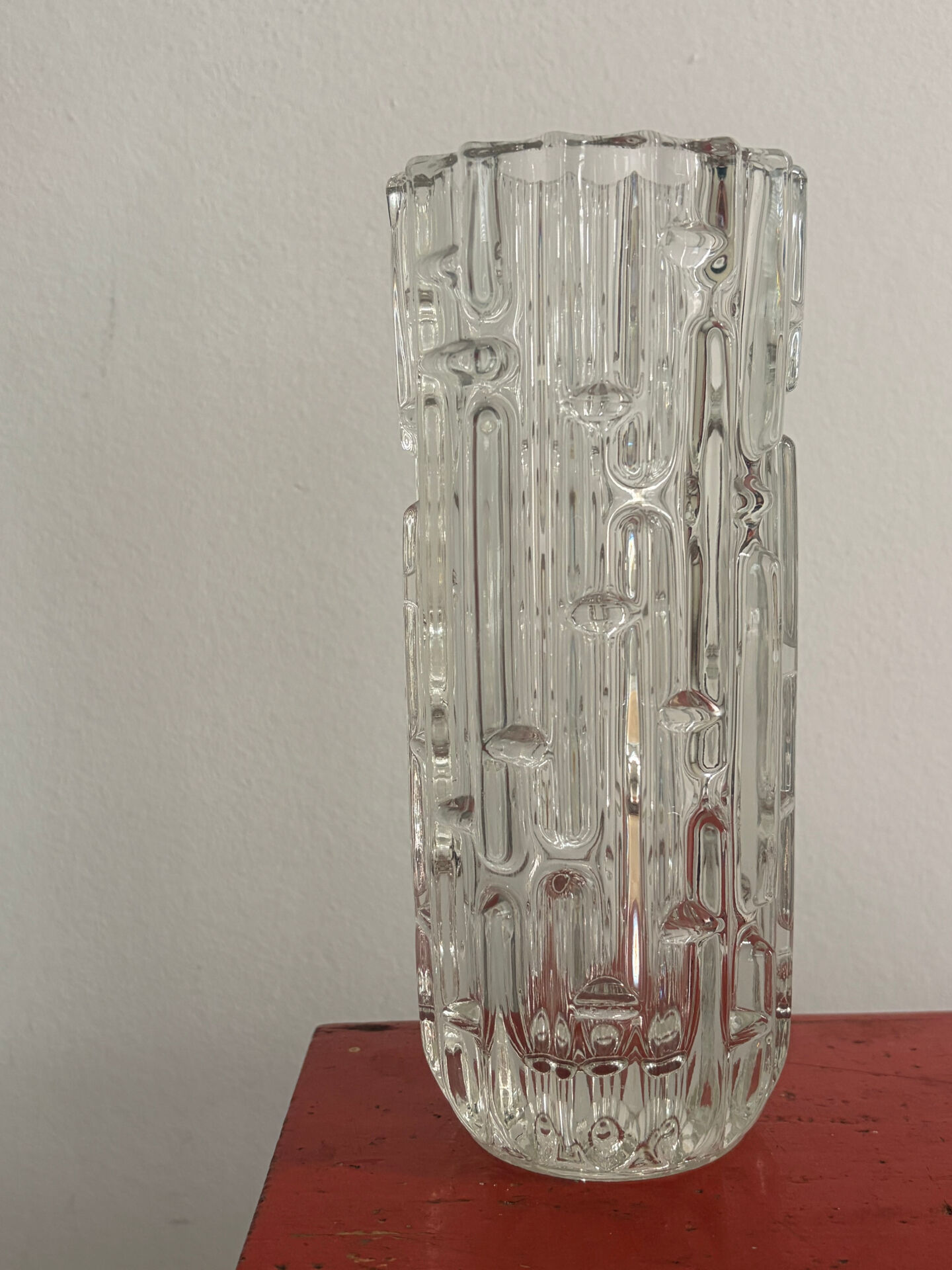 "Labyrinth" vase in pressed glass – František Vízner for Sklo Union