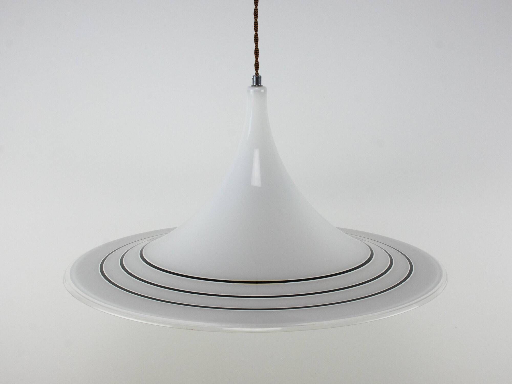 Vintage Black And White Meblo "Albatros" Trumpet Pendant Lamp