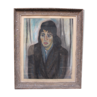 Pastel portrait Young man signed jules Tristani