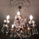 Bronze and crystal chandelier 8 branches