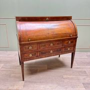 Cylinder Desk In Walnut Veneer From Louis XVI XVIII Eme Century
