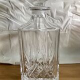 Bohemian crystal whiskey decanter with square base