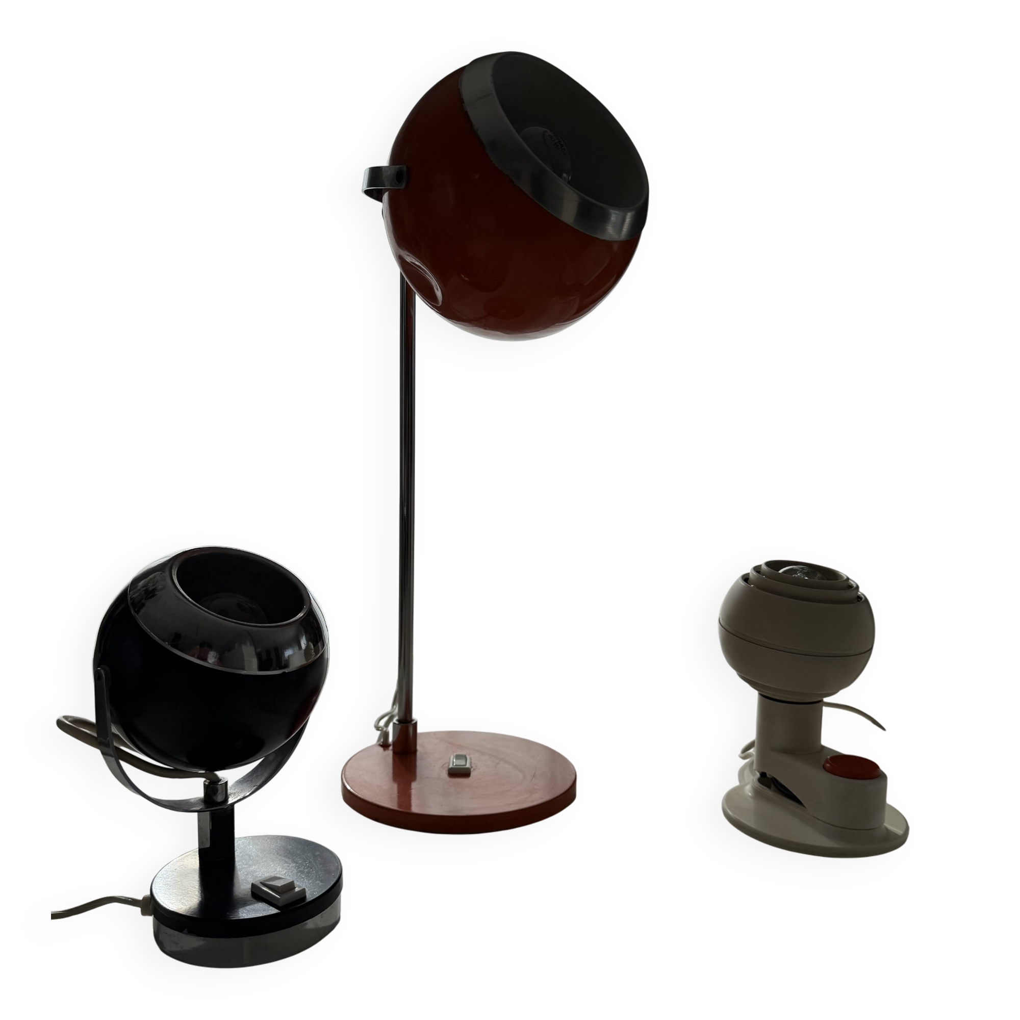 Set of various space-age eyeball lamps.