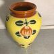 Ancient Ceramic Vase Enamelled Drawing Flowers Years 50 Vintage