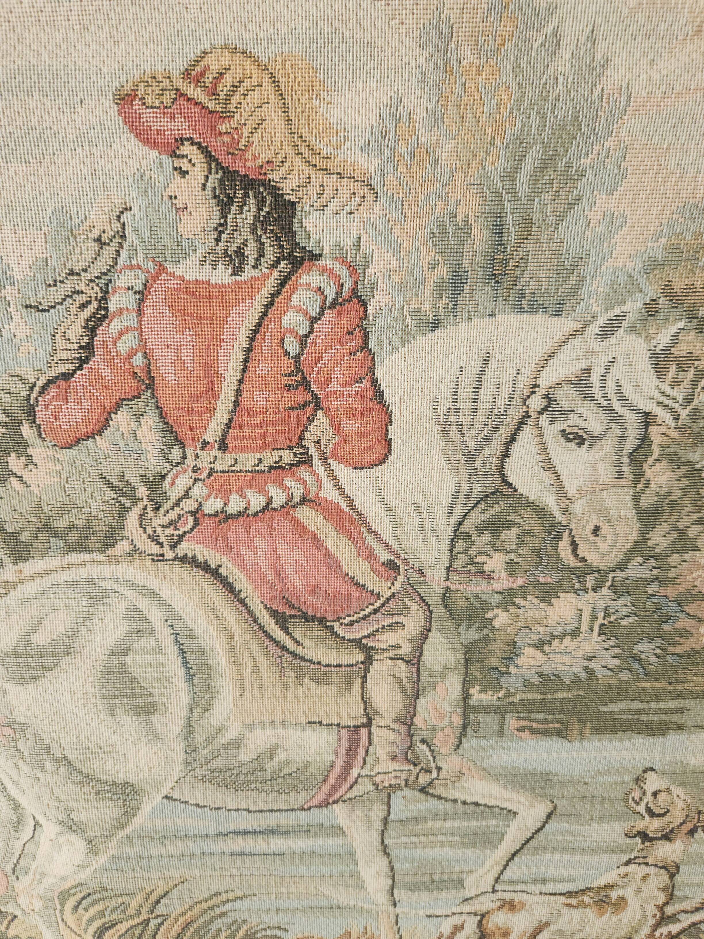 Tapestry Gobelin Hunting Landscape Rococo Jacquard Aubusson Style