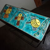 Wrought iron ceramic magazine holder with top from the 1950s - 1960s