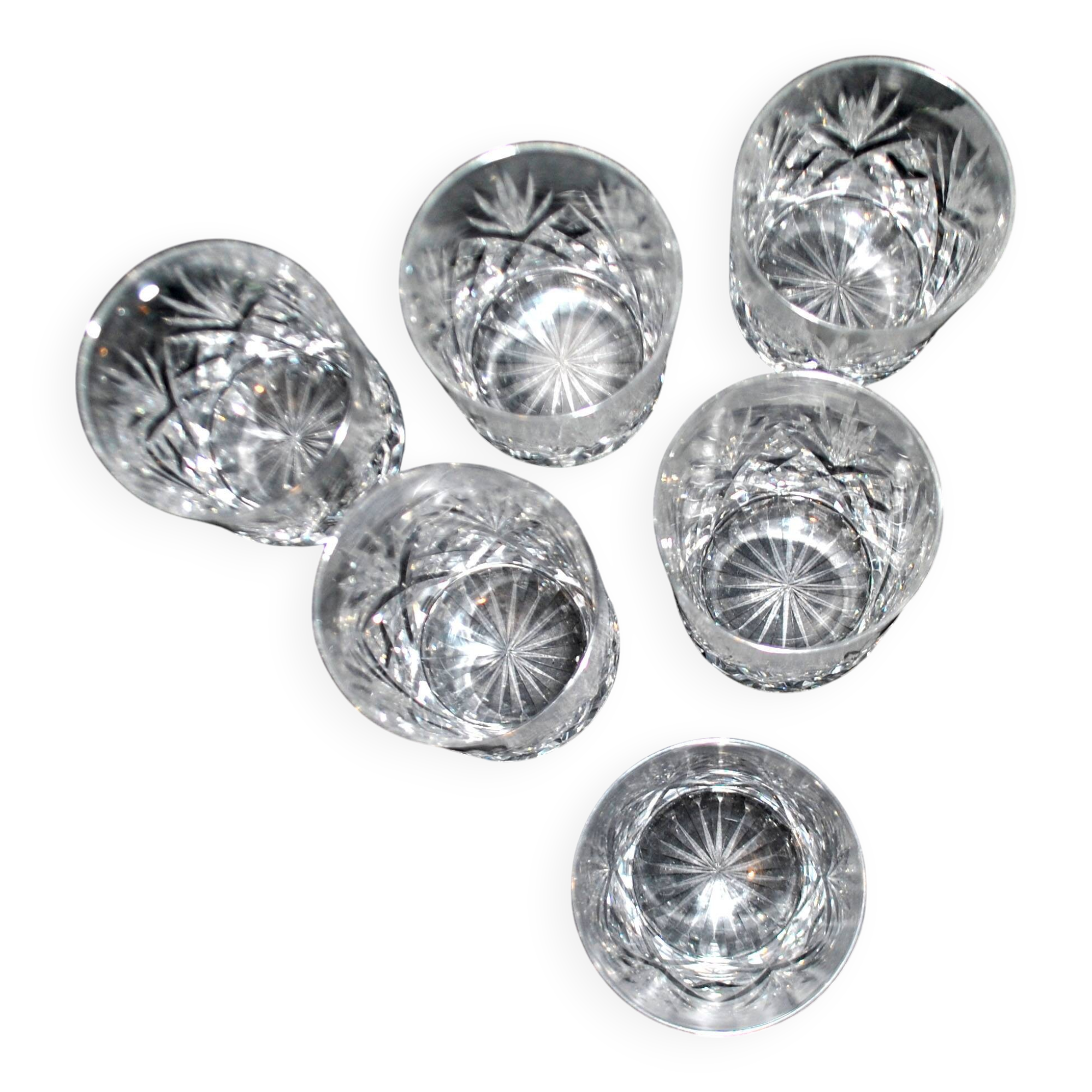 Set of 6 Lemberg Junon cut crystal whisky glasses near Chantilly