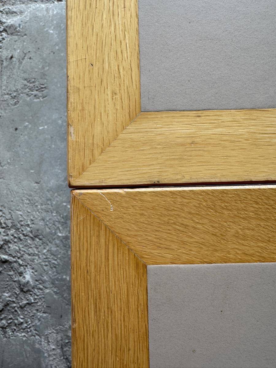 Set of 2 light-grey laminated and beech wood half-round dining tables by Magnus Olesen