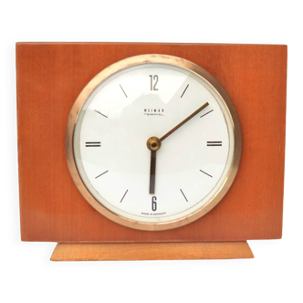 Wooden modernist mantel clock Weimar, Germany 1970s.