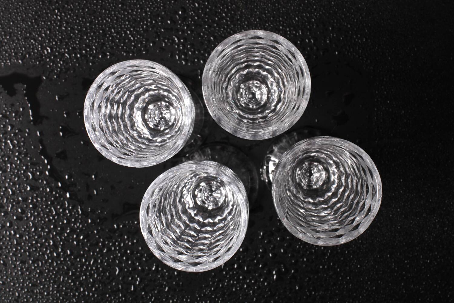 Set of 4 Vintage Pressed Glass Champagne Flutes, Clear Italian Stemware