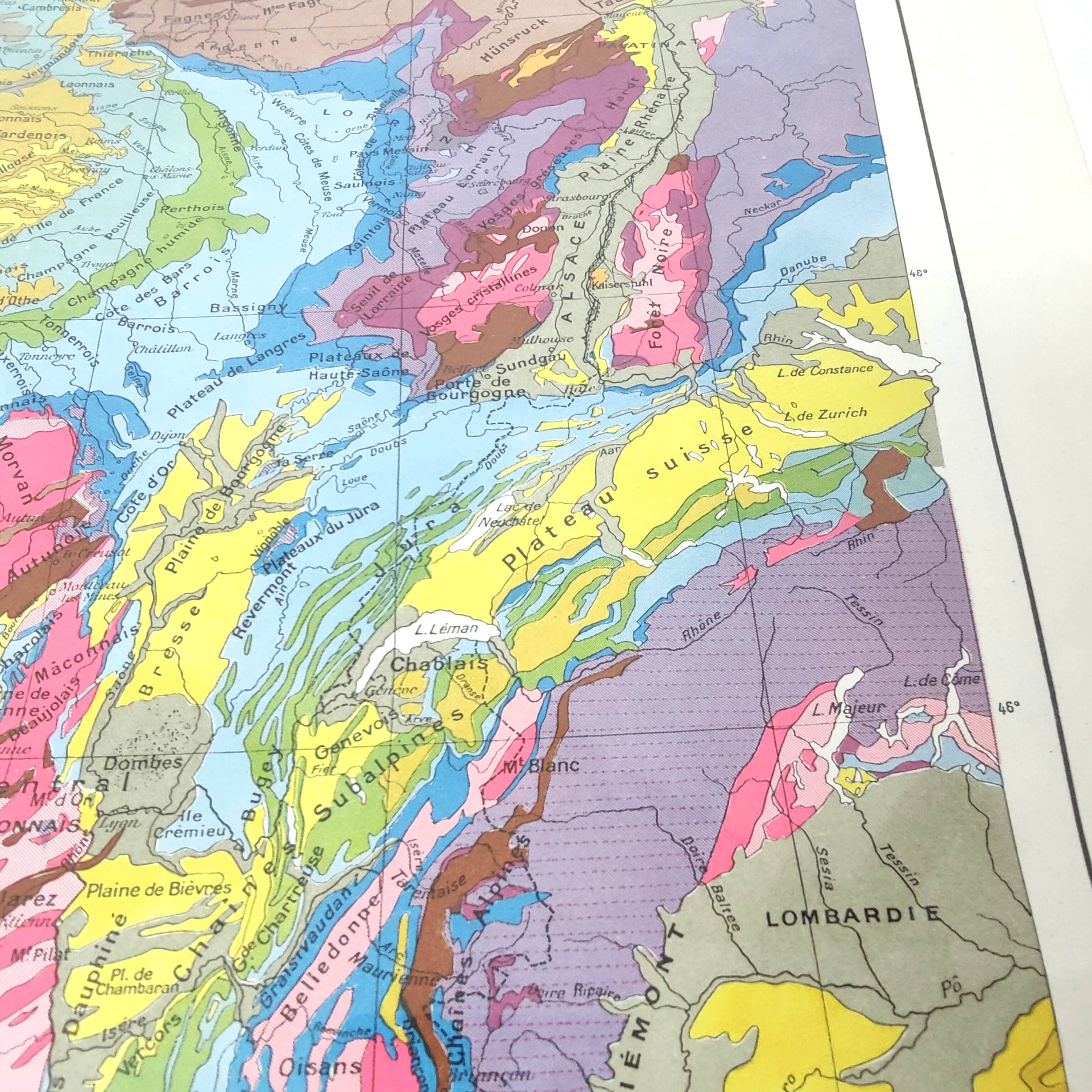 Old map of France from 1950 43x43cm