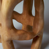 Unique Carved Stool From Single Piece of Wood