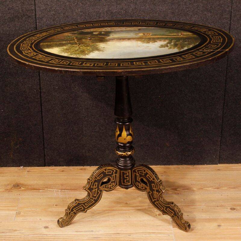 English lacquered and painted side table from 20th century