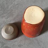 Enamelled stoneware tea cup and bowl