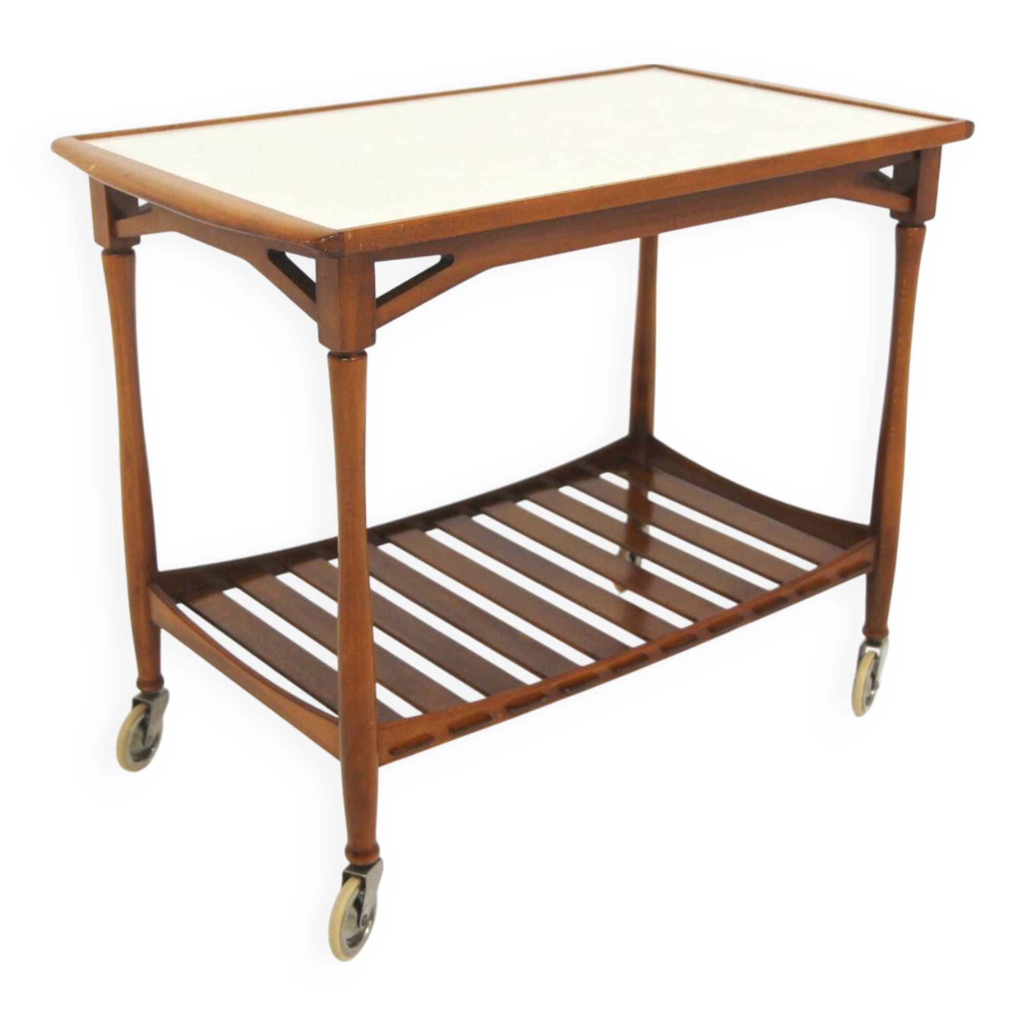 Scandinavian mahogany and Formica serving trolley, Swedish modern, Sweden, 1940