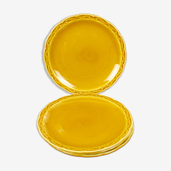 4 plates with ochre yellow dessert - Sarreguemines