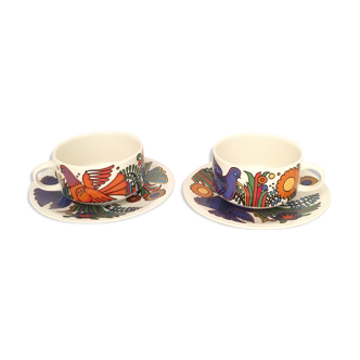 2 tasses avec soucoupes modèle Acapulco