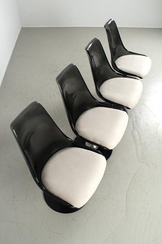 Chaises Tulipe en acrylique par Chromcraft, ensemble de 4